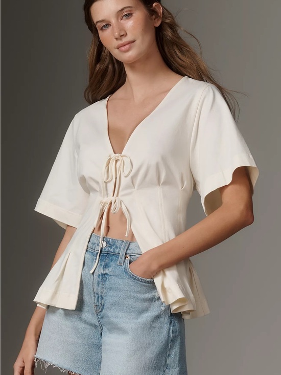 Anthropologie Tops - Anthropologie Waisted Tie-Front Top Size M NWT